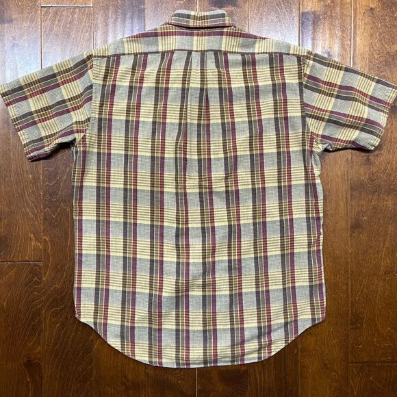 Polo Ralph Lauren Blake Vintage 90s Plaid Tan Maroon Button Front Shirt Large - Picture 5 of 8